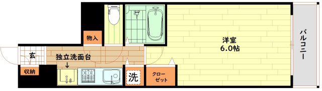 プレサンス梅田フロンティア(1K/6階)の間取り写真