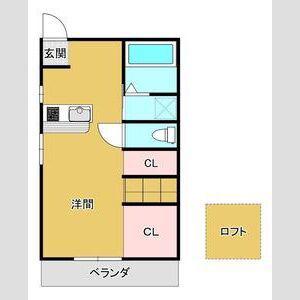 BLOOM大工(1K/2階)の間取り写真
