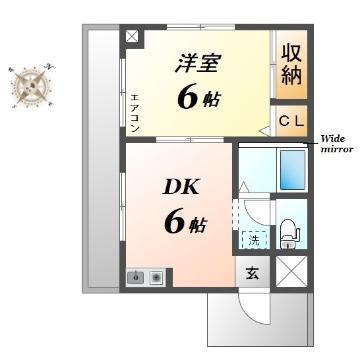 セゾン新清洲(1DK/3階)の間取り写真