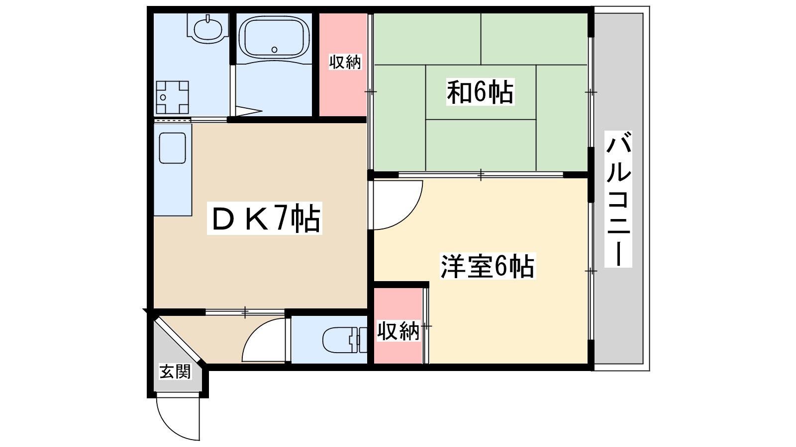 モンリベルテ野中(2DK/2階)の間取り写真