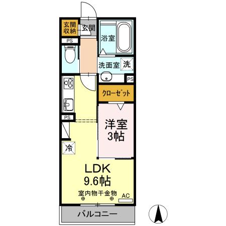 セジュール大山(1LDK/2階)の間取り写真