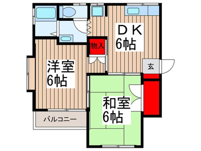 バレールむさし野(2DK/2階)の間取り写真