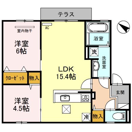 ソフィアコート鳥飼B棟(2LDK/2階)の間取り写真