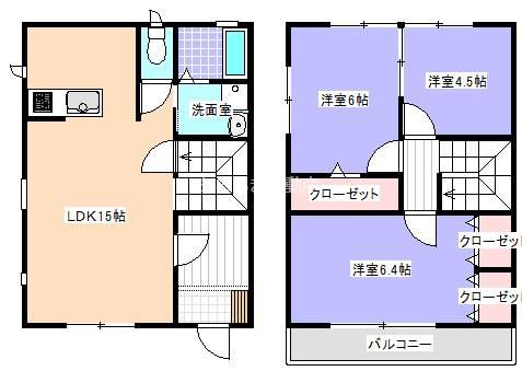 シャイニー(3LDK/1階)の間取り写真