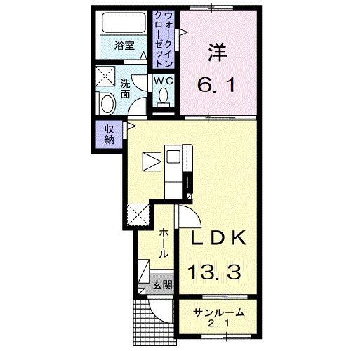 イタニティー富山(1LDK/1階)の間取り写真