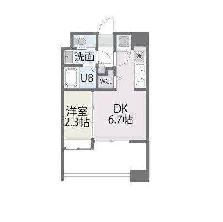 アルティザ博多南リバーフロント(1DK/9階)の間取り写真