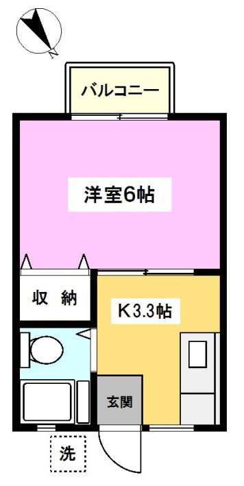 サンライズなかだい(1K/2階)の間取り写真