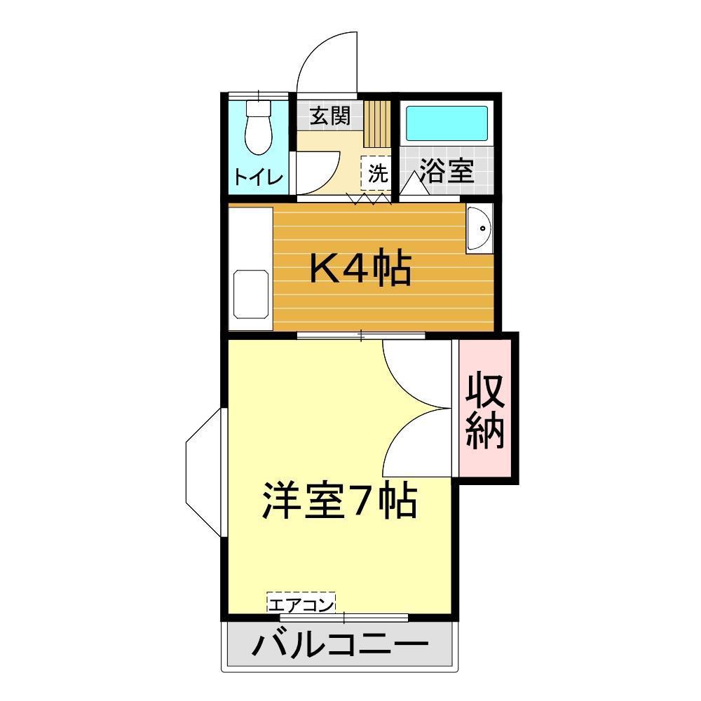ハイツ若草(1K/2階)の間取り写真