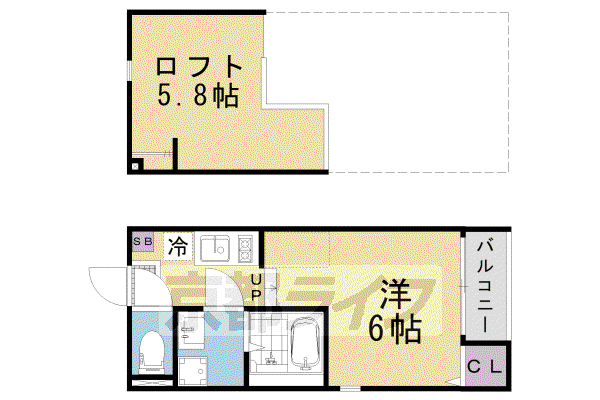 クレスト山科(ワンルーム/1階)の間取り写真