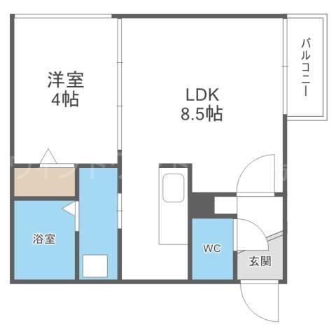 ラフィーネ南平岸(1LDK/2階)の間取り写真