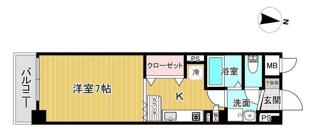 ポコアポコ明石鍛治屋町3(1K/3階)の間取り写真