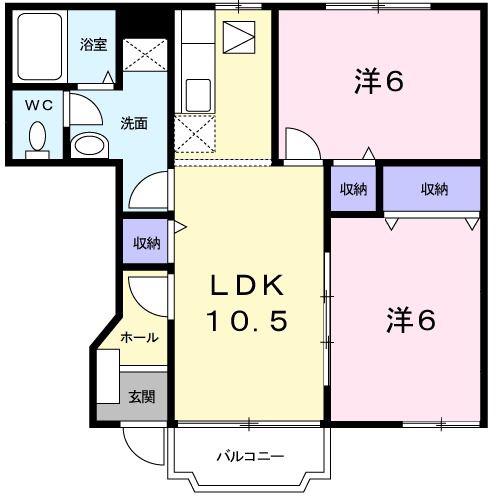 シャン・ド・フルールIII(2LDK/1階)の間取り写真