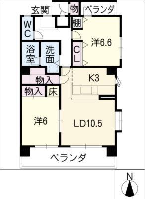 リバーサイドステージ山王(2LDK/5階)の間取り写真