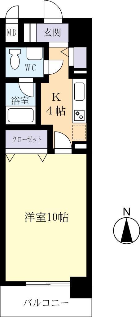 WILLDO桜川(1K/5階)の間取り写真