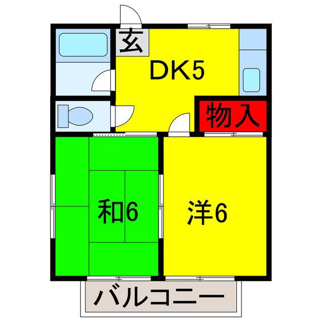 梨ノ木ハイツ(2DK/2階)の間取り写真