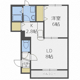 アヴェニュー北大(1LDK/2階)の間取り写真