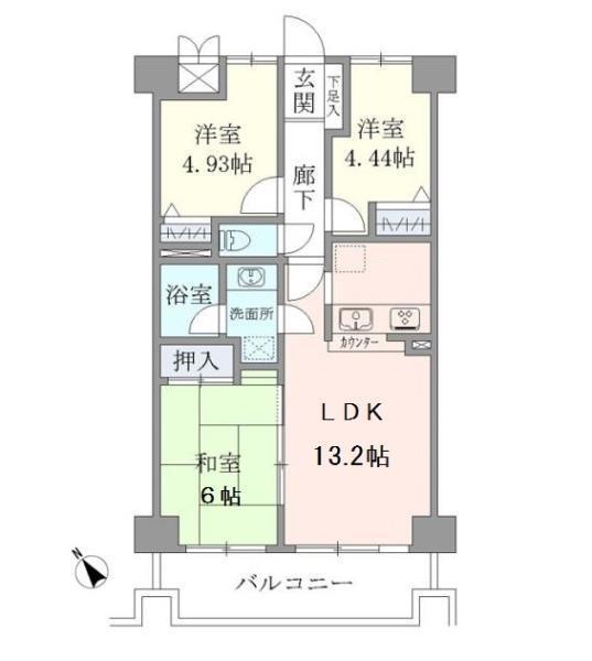 サンリヴァ隅田(3LDK/6階)の間取り写真