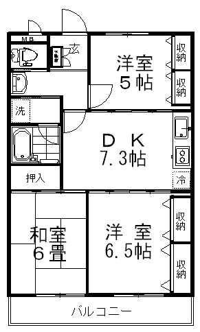 ガーデンコート多摩川(3DK/4階)の間取り写真