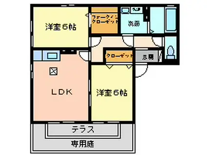 セルシエール(2DK/1階)の間取り写真