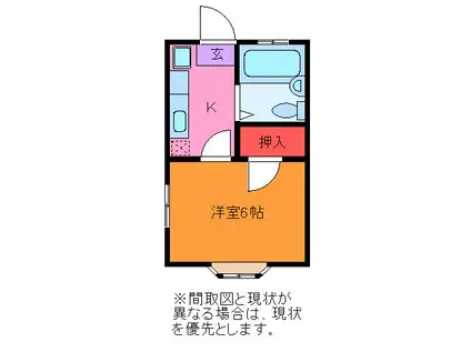 Kコーポ(1K/2階)の間取り写真