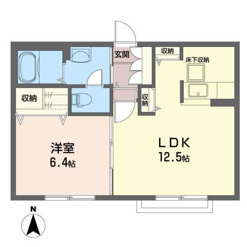 シュシュ(1LDK/1階)の間取り写真