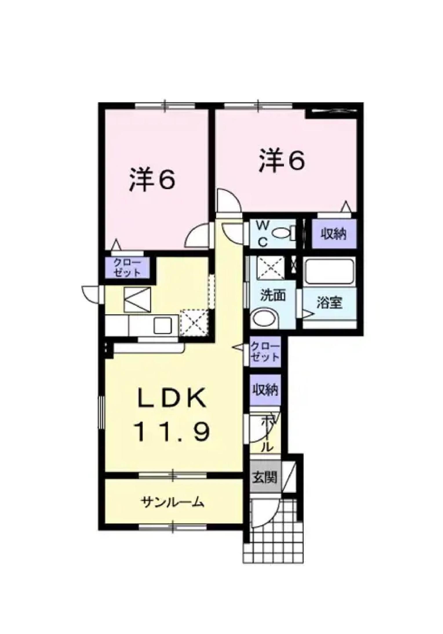 アルモニー・グレイスI(2LDK/1階)の間取り写真
