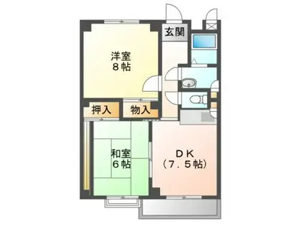 白阪ビル(2DK/3階)の間取り写真