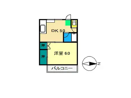 弘田マンション(1DK/2階)の間取り写真