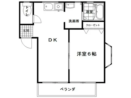 ベルメゾン(1DK/2階)の間取り写真