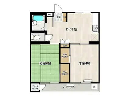 ロアールハイツ(2DK/3階)の間取り写真