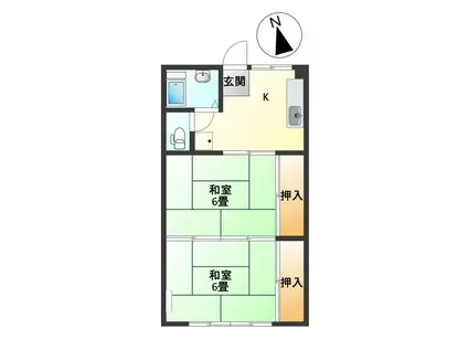 コーポラス大手門(2K/2階)の間取り写真