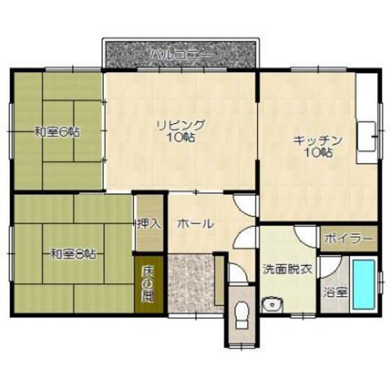 七飯町本町一棟二戸(2LDK/2階)の間取り写真