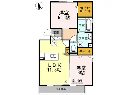 キャスバル A棟(2LDK/2階)の間取り写真