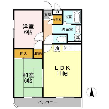 コアロードI(2LDK/2階)の間取り写真