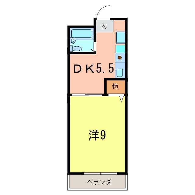 藤井マンション高倉(1DK/2階)の間取り写真