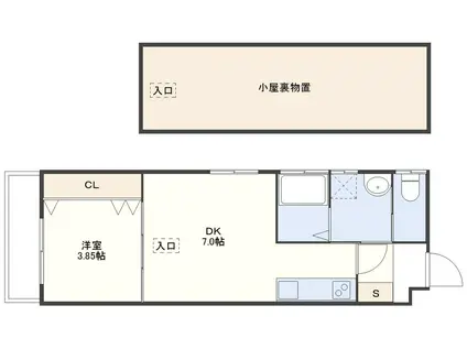 ボナール八幡(1DK/3階)の間取り写真