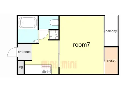 ハイツアベイユ(1K/2階)の間取り写真