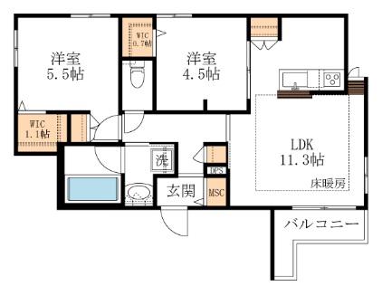 CLAIR MAISON KUGAYAMAクレールメゾンクガヤマ(2LDK/2階)の間取り写真