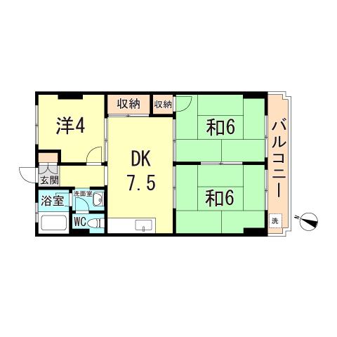 第2常盤台ハイツ(3DK/2階)の間取り写真