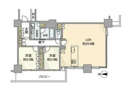 プライムパークス品川シーサイド ザ・タワー(2LDK/9階)の間取り写真
