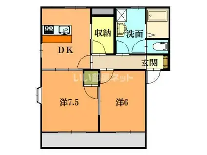 デリアスNAKA(2DK/1階)の間取り写真