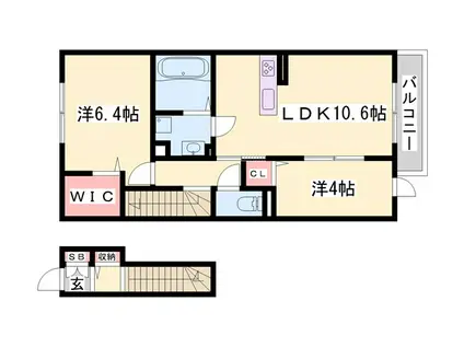 D-ROOM社II(2LDK/2階)の間取り写真