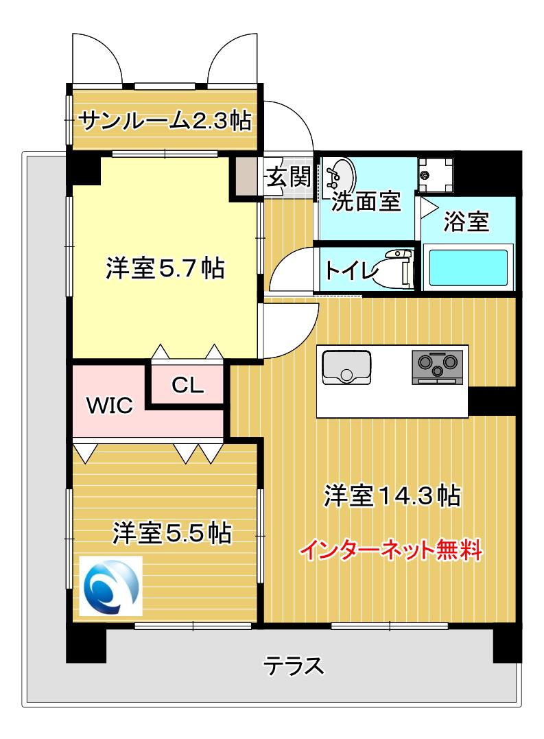 グレイスピア広木(2LDK/4階)の間取り写真