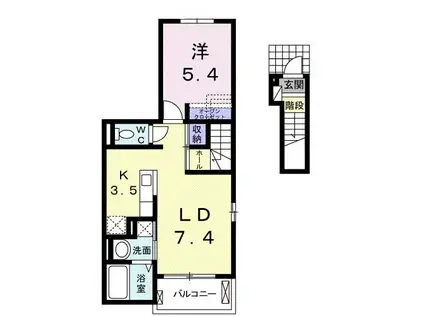 アゴラ カザ(1LDK/2階)の間取り写真