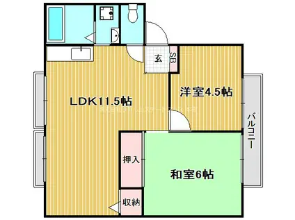 ファミールぼだいじ(2LDK/1階)の間取り写真