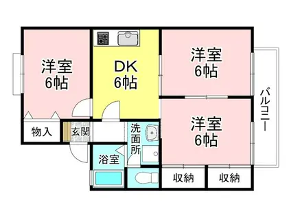 アグリンビレッジC棟(3DK/2階)の間取り写真