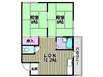 ハイツユート(2LDK/3階)の間取り写真