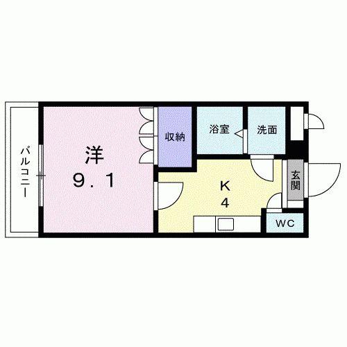 コスモシティ.来夢(1K/1階)の間取り写真