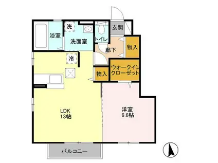 クローバーヒル城南A(1LDK/1階)の間取り写真