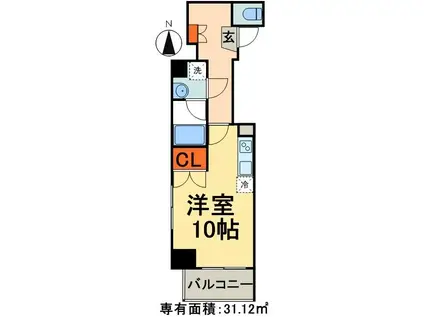 エフシティ亀戸(ワンルーム/6階)の間取り写真